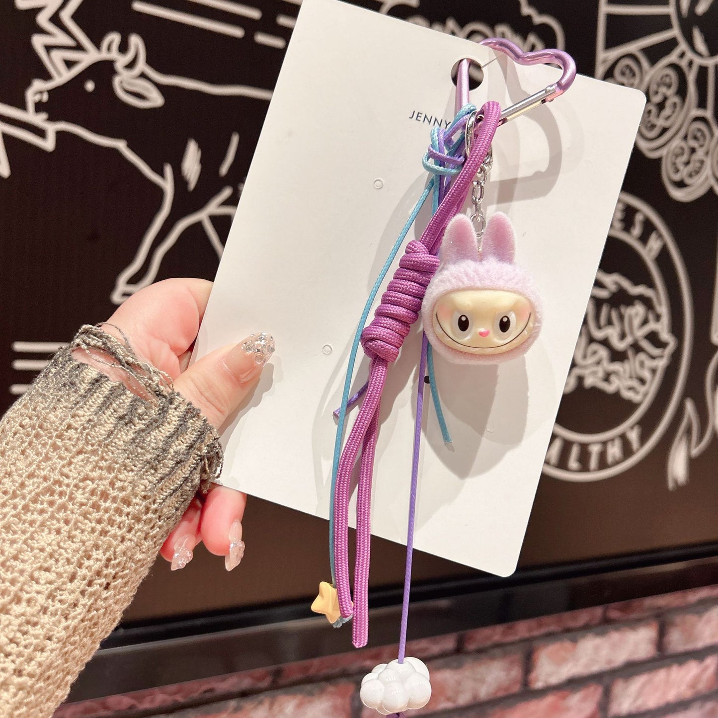 Cross-border cartoon flocked rabub backpack pendant doll desktop three-dimensional ornament keychain pendant couple gift