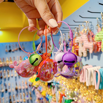 Cartoon Internet celebrity explosion electroplating color whale keychain car key chain couple bag pendant small gift