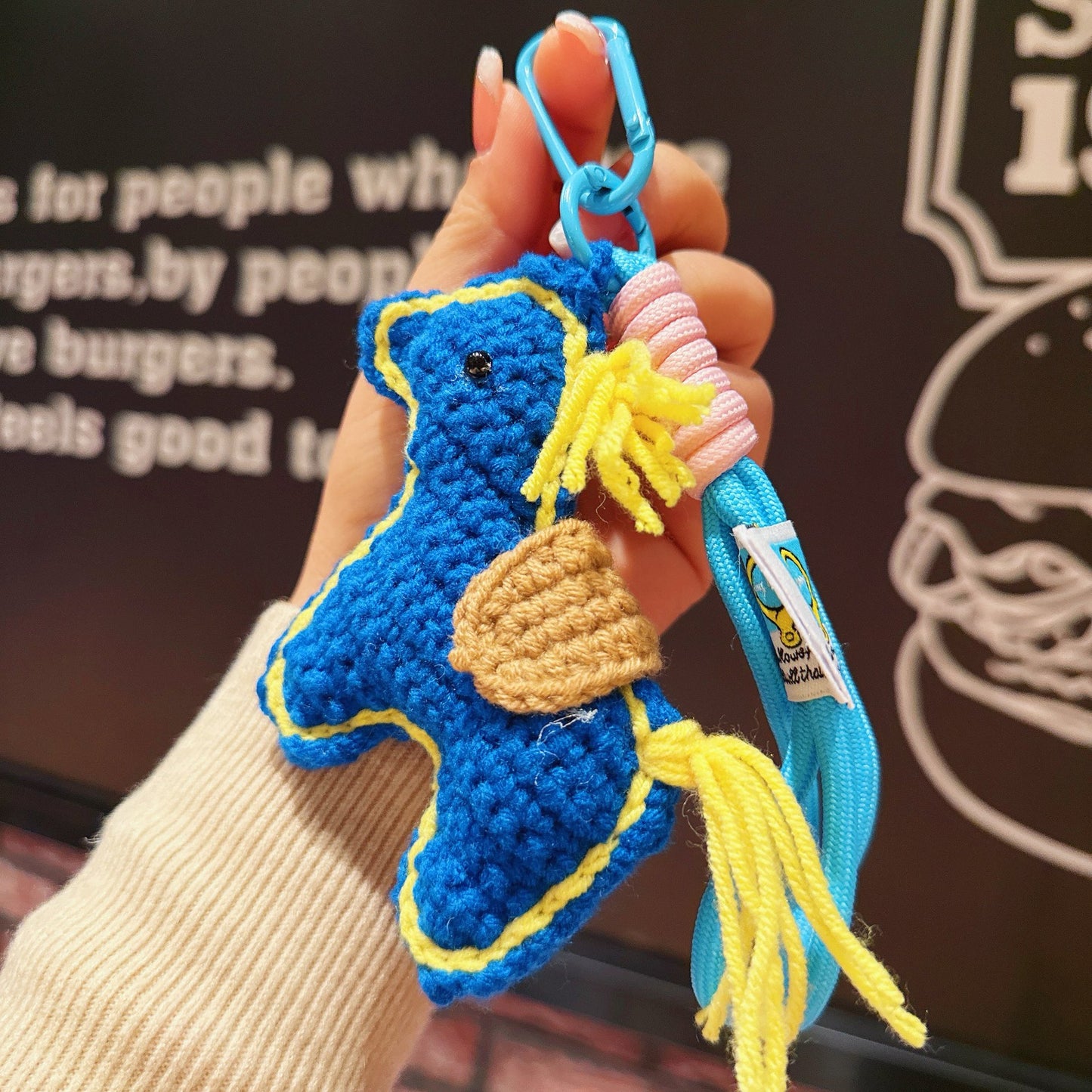 New cartoon horse mascot wool crocheted pony accessories jewelry keychain pendant New Year's gift