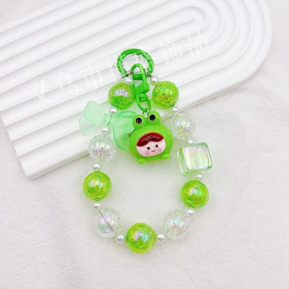 Cartoon three-dimensional cute particle, mobile phone chain pendant, straight hole bead string, student schoolbag, pendant, blind box, gift key hook