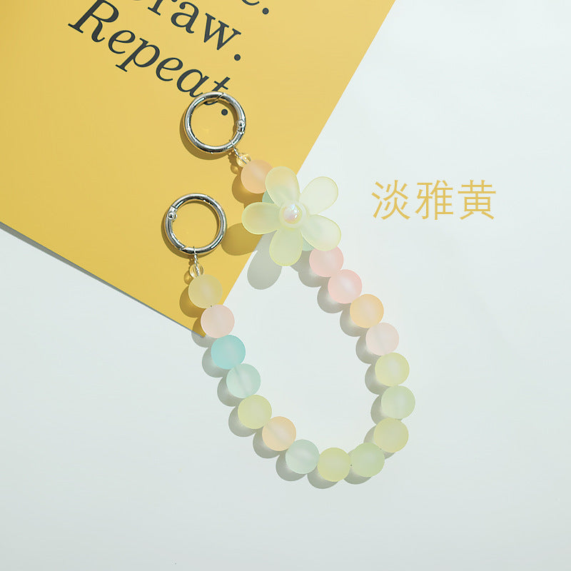 Five-petal flower transparent matte beads mobile phone chain candy beads earphone case accessories DIY water cup portable chain accessories