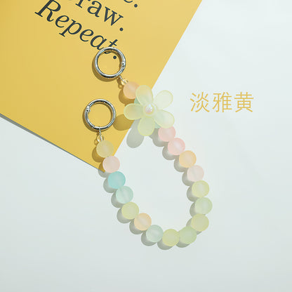 Five-petal flower transparent matte beads mobile phone chain candy beads earphone case accessories DIY water cup portable chain accessories