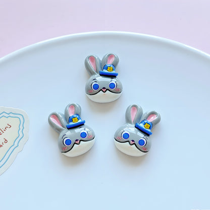 Resin cartoon animal city rabbit fox DIY jewelry accessories hair accessories mobile phone case cream glue hole shoe accessories