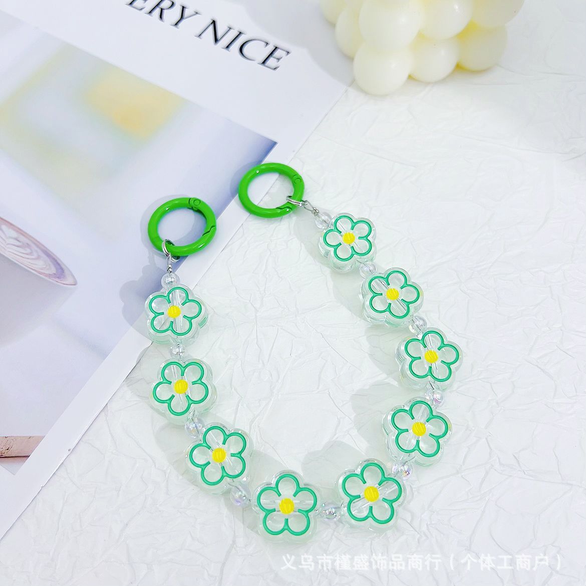 Dripping flower mobile phone chain earphone bag mobile phone case pendant luggage car keychain pendant DIY bead chain