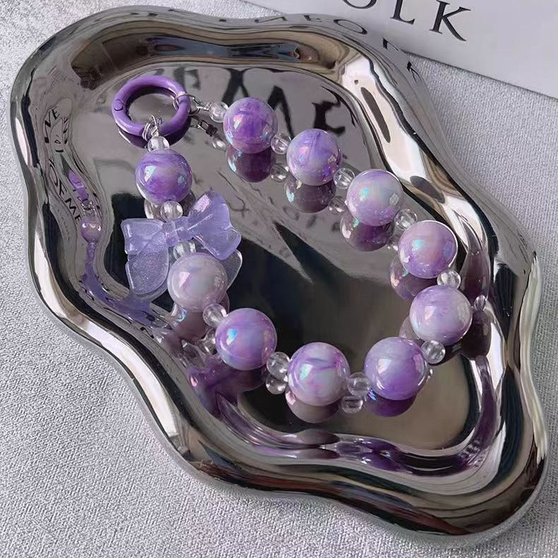 New Korean style ins mixed color bow bead string mobile phone case pendant, bag, key pendant DIY gradual change beads