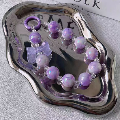 New Korean style ins mixed color bow bead string mobile phone case pendant, bag, key pendant DIY gradual change beads