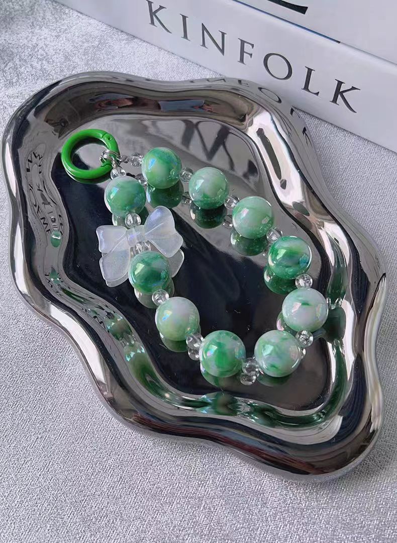 New Korean style ins mixed color bow bead string mobile phone case pendant, bag, key pendant DIY gradual change beads