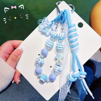 ins Wind Cross-border Cartoon Series Color Rope Bag Pendant Hand-painted Bead String Mobile Phone Chain Pendant Keychain Wholesale