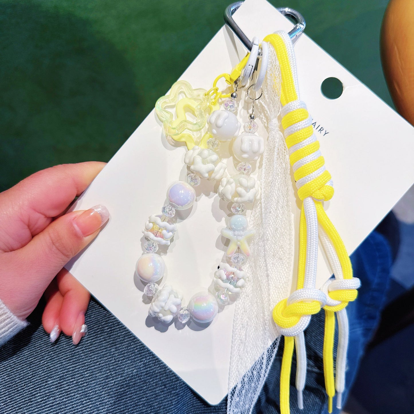 ins Wind Cross-border Cartoon Series Color Rope Bag Pendant Hand-painted Bead String Mobile Phone Chain Pendant Keychain Wholesale