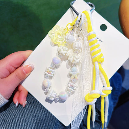 ins Wind Cross-border Cartoon Series Color Rope Bag Pendant Hand-painted Bead String Mobile Phone Chain Pendant Keychain Wholesale