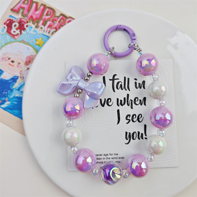 Internet celebrity fig beads electroplated bow bead string mobile phone case ornaments luggage accessories car key chain pendants