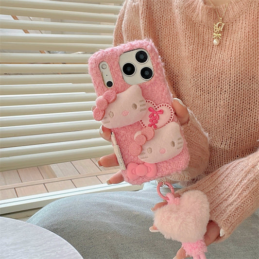 Autumn and winter plush three-dimensional cartoon all-inclusive anti-drop mobile phone case protective case
