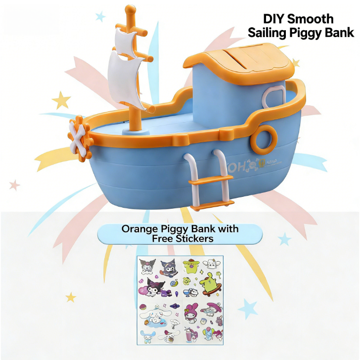 Pirate ship piggy bank children's handmade DIY piggy bank boy girl set holiday gift storage coin