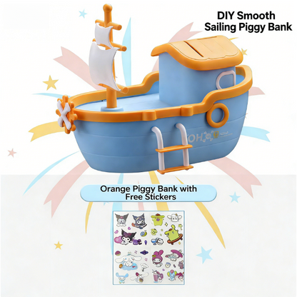 Pirate ship piggy bank children's handmade DIY piggy bank boy girl set holiday gift storage coin