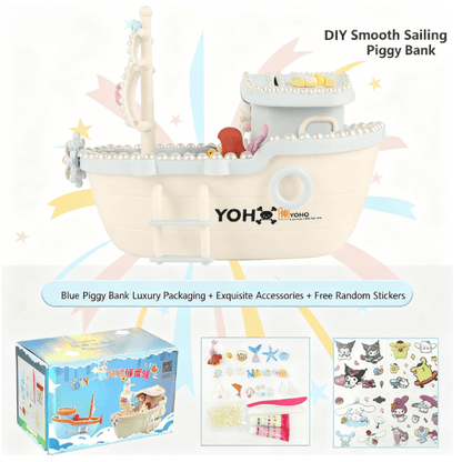 Pirate ship piggy bank children's handmade DIY piggy bank boy girl set holiday gift storage coin