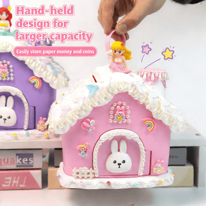 The little white rabbit igloo piggy bank, children's handmade DIY cream glue piggy bank can only come in and out, and the assembly toys can be assembled.