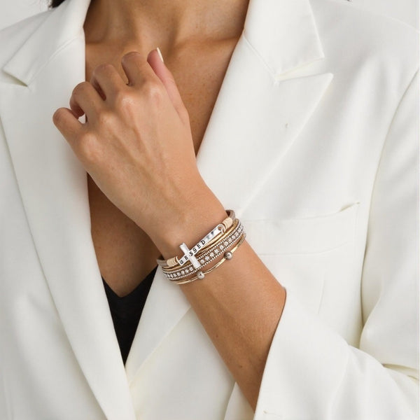 Bohemian Cross Leather Bracelet